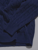 Classic Cotton Cable Knit Sweater - Navy
