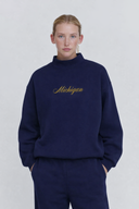 Michigan Script - Heavyweight Mock Neck Sweatshirt - Navy