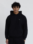 Earth Logo Hoodie - 100% Cotton French Terry Sweatshirt - Black