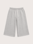Wide-Leg Capri Sweatpants in Heather Gray