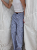Lounge Pants in Blue & White Stripe - 100% Cotton