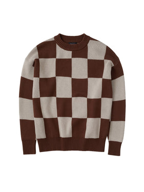 brown checkerboard sweater one dna