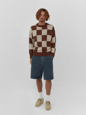 brown checkerboard sweater