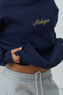 Michigan Script Hoodie in Navy - Pre-Order All Sizes