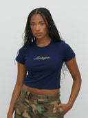Michigan Script Baby T in Navy/Yellow