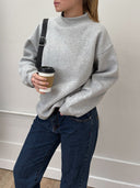 heather gray mockneck sweatshirt one dna