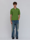 men's green knitted polo