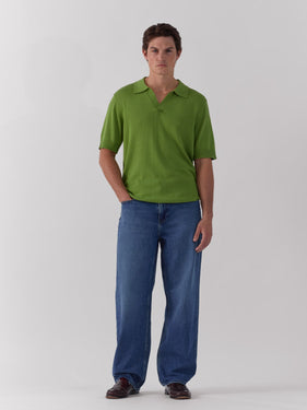 mens green knitted polo one dna