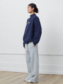 Michigan Script Mock Neck Sweatshirt in Navy PRE-ORDER