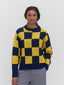 navy and yellow michigan checkerboard sweater one dna