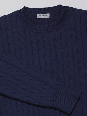 navy cable knit sweater