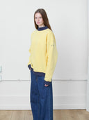 Mockneck Sweatshirt in Butter Yellow & Navy