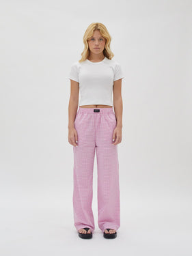 one dna pink gingham pants