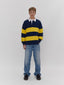 polo jersey blue and yellow stripe