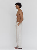 Pinstripe Poplin Lounge Pants in Khaki - 100% Cotton