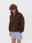 quarter zip top brown sherpa