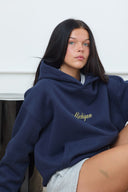 Michigan Script Hoodie in Navy - Pre-Order All Sizes