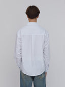White Poplin Button-Up Shirt - 100% Cotton