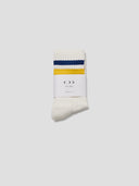 Three-Stripe Rugby Socks Navy & Yellow Folded in Paper Wrap