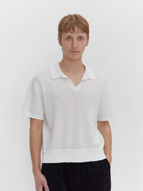 white polo shirt mesh knit one dna