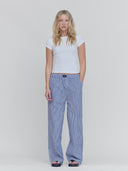 Lounge Pants in Blue & White Stripe - 100% Cotton